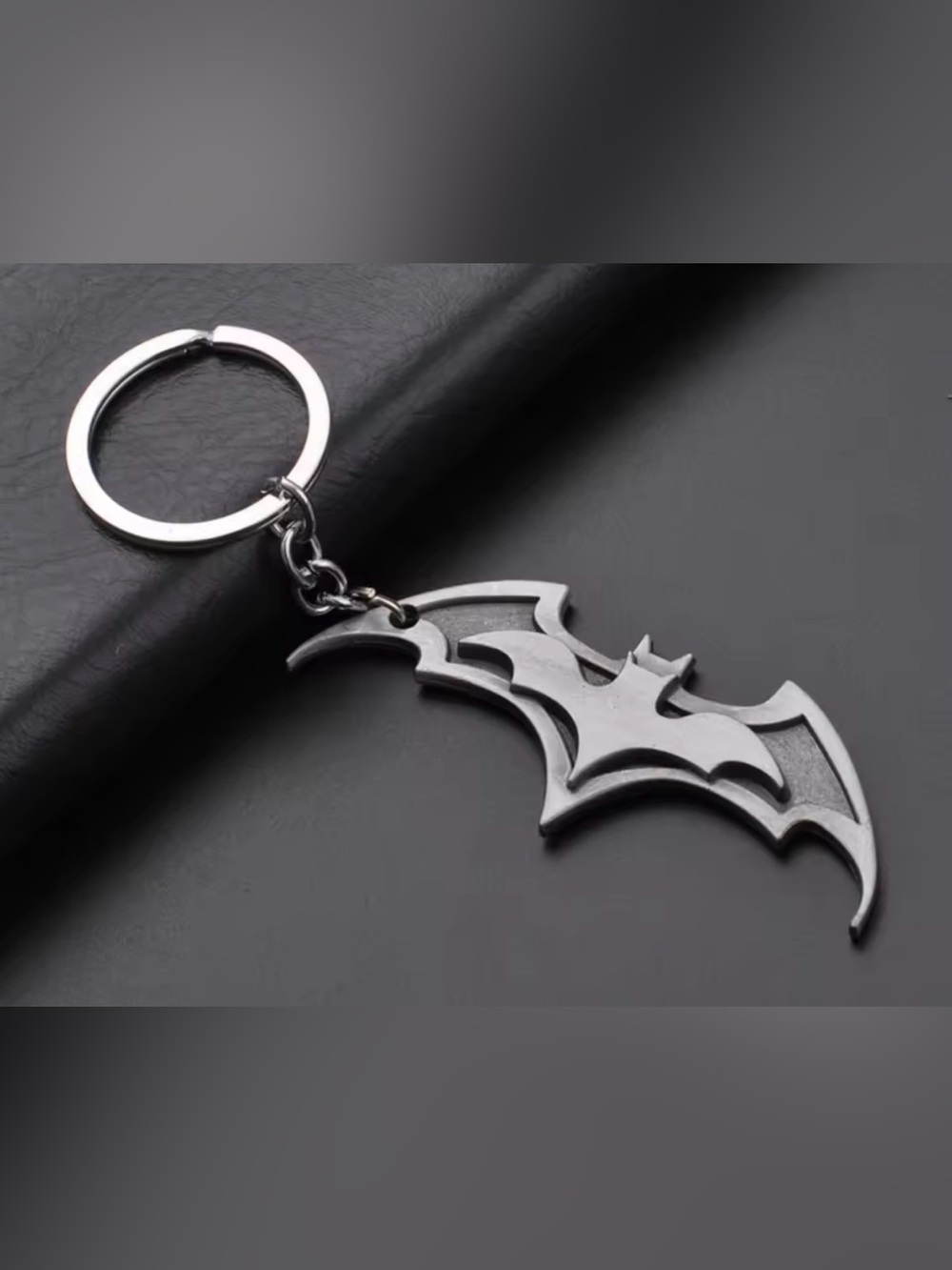 Gun Metal Batman Emblem Keychain